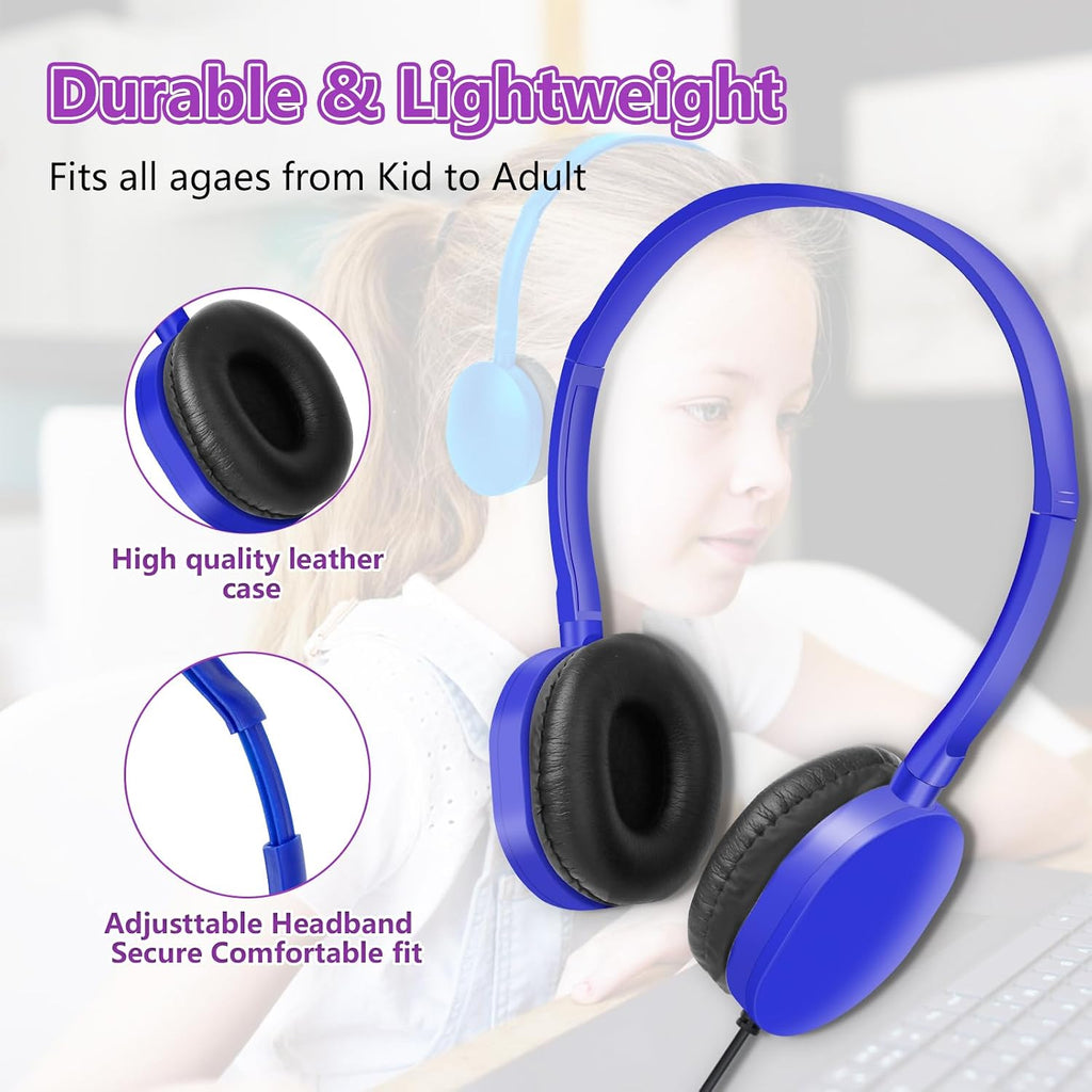 Headphones Bulk 100 Pack for School Classroom Student Computer Earphones Class Set of Headphones for Students Online Lesson and Testing (10 Colors)