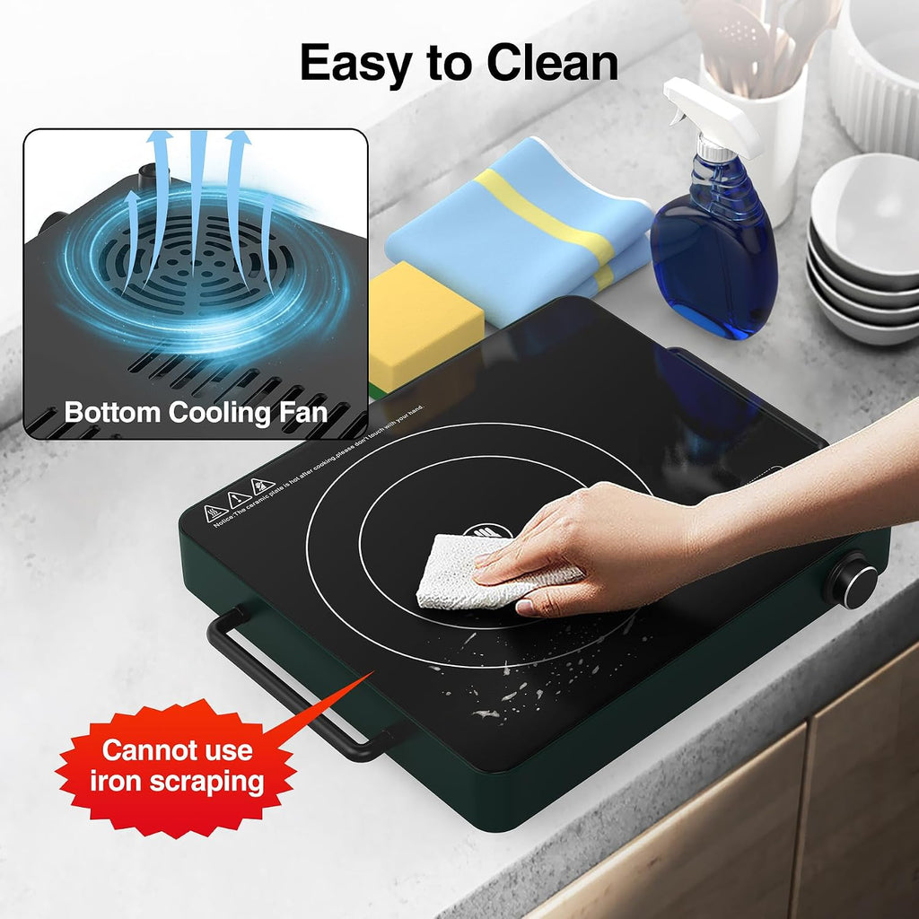 VBGK Double Induction Cooktop and Single Electric Stove Top Burner, 110V Electric Burner with 9 Heating Level,LCD Touch Screen,Child Safety Lock & Timer