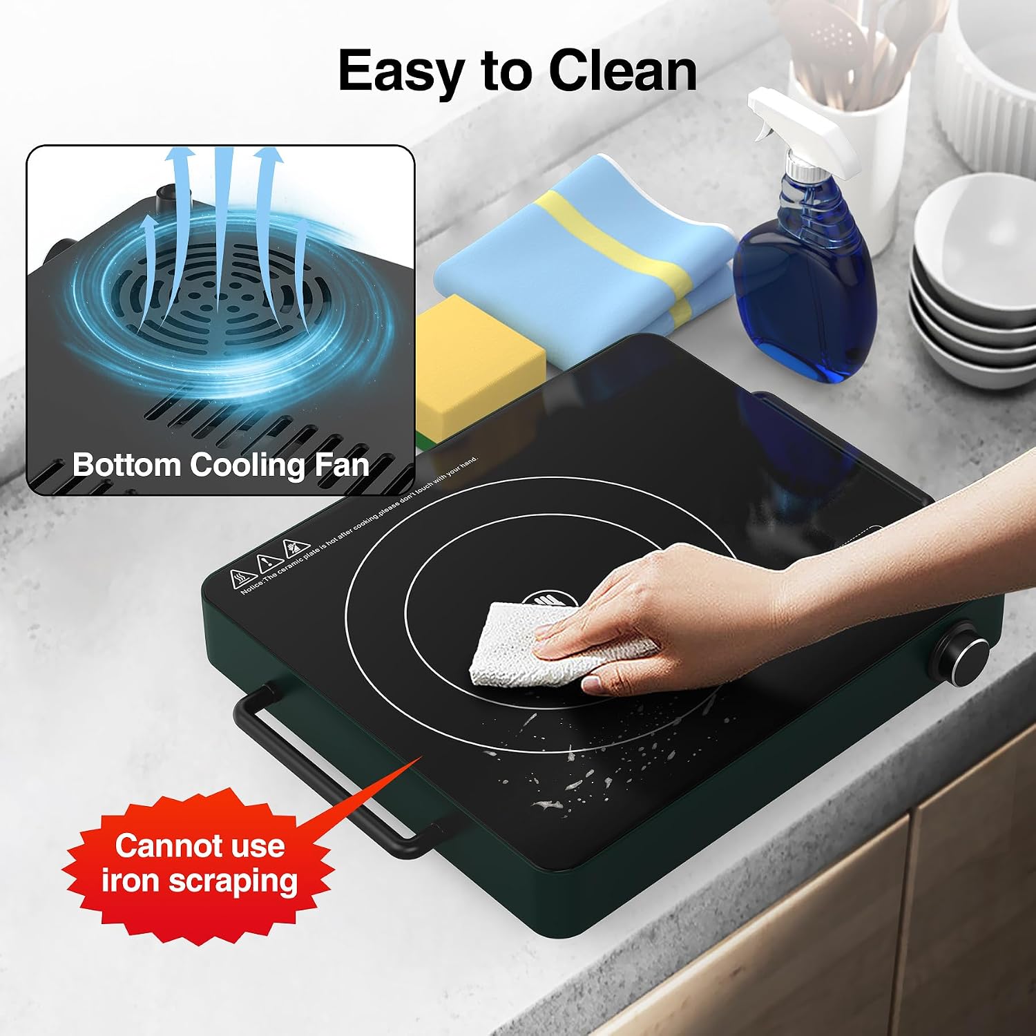 VBGK Double Induction Cooktop and Single Electric Stove Top Burner, 110V Electric Burner with 9 Heating Level,LCD Touch Screen,Child Safety Lock & Timer