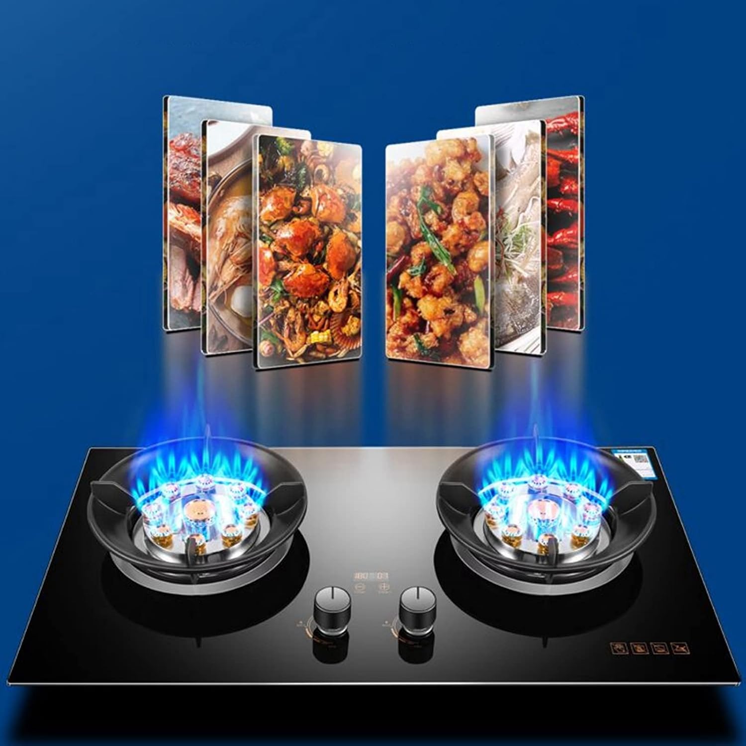 Countertop/Built-in Gas Cooktop,17742 BTU Tempered Glass Gas Cooktop 2 Burners,Flameout Protection,Suitable for Apartments,Indoor(LPG)(NG) (Size : LPG)