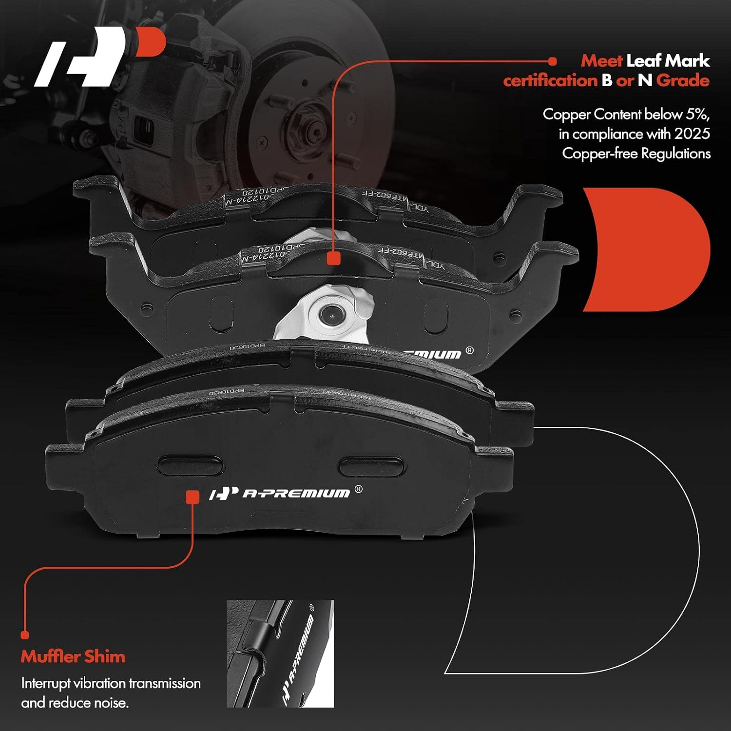 A-Premium Front and Rear Drilled and Slotted Disc Brake Rotors + Ceramic Pads Kit Compatible with Select Ford and Lincoln Models - For F-150 2004-2008, Mark LT 2006-2008, 12-PC Set