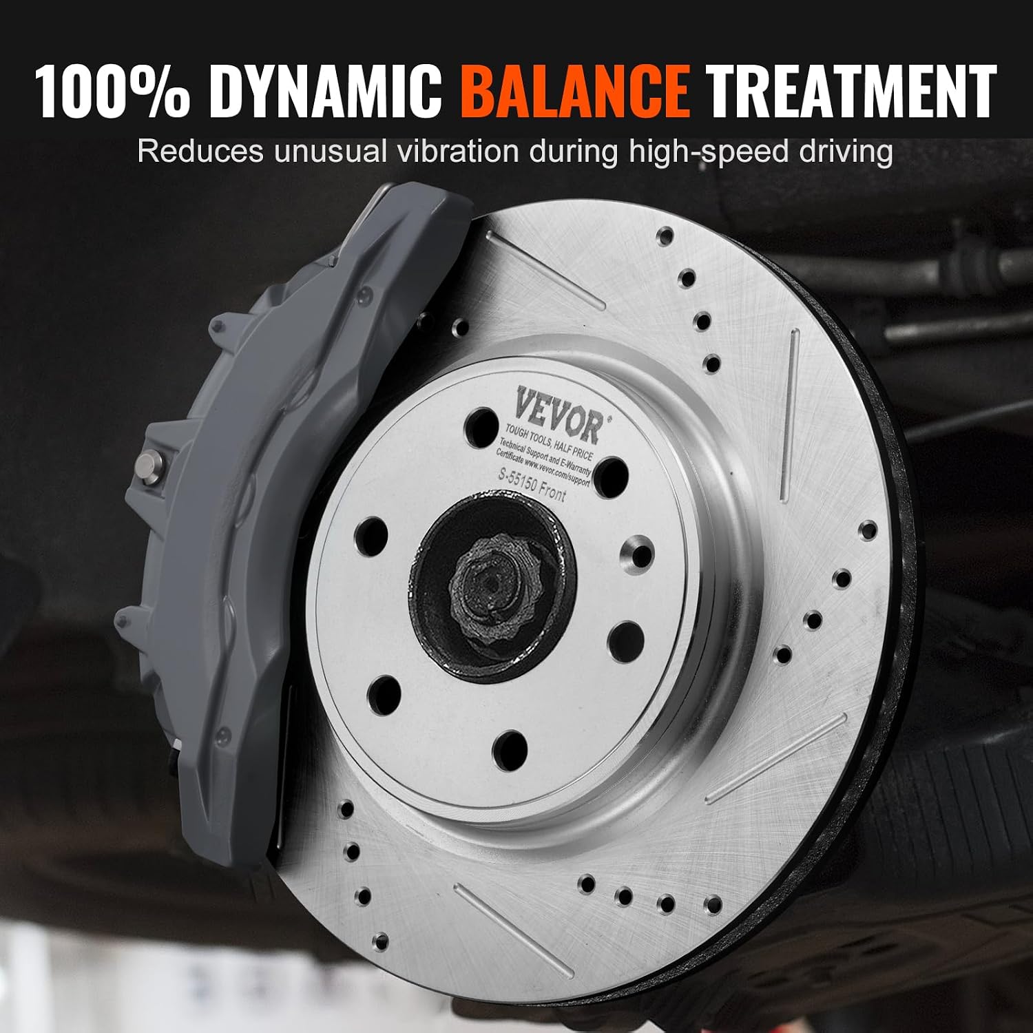 VEVOR Front Brake Kit Compatible with 2007-2017 Chevy Traverse, Buick Enclave, GMC Acadia, Saturn Outlook, Drilled and Slotted Brake Rotors Ceramic Brake Pads Replacement Kit, 12.8' Front Rotors