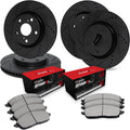 R1 Concepts Front and Rear Brake Kit Fits 2019-2022 Genesis G70; 2018-2022 Kia Stinger| Optimum Oep Brake Pads and Drilled Slotted Brake Rotors| 13.8' Front & 13.4' Rear