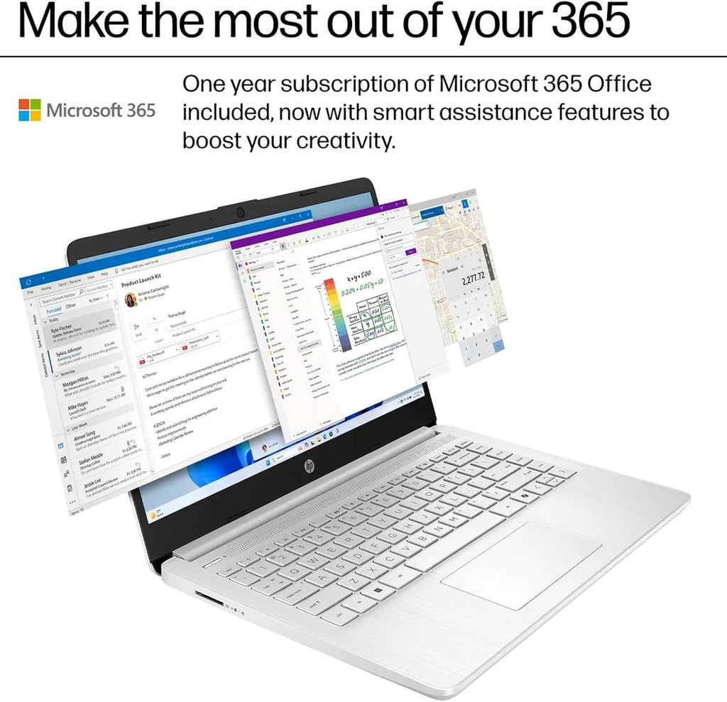 HP 2025 Student Business Laptop Computer - w/1 Year Office 365, 16GB RAM, 128GB UFS & 256GB SD Card, Ai Copilot Intel 4-Core Processor, HD Display, Windows 11 Pro(Silver)
