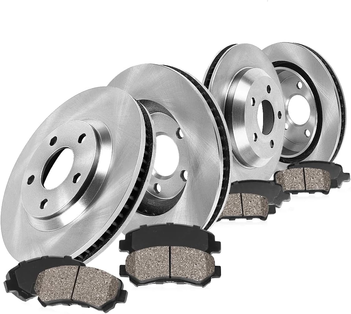 Callahan Brake Parts Front and Rear Brake Kit For Jeep Wrangler 2007-17 | Jeep Wrangler JK 2018 - Disc Rotors with Semi Metallic Brake Pads, EBYK011435