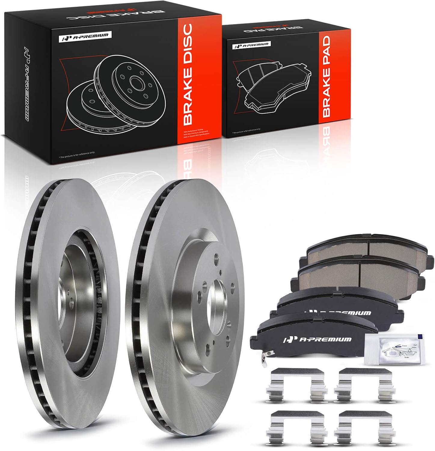 A-Premium 12.60 inch (320mm) Front Vented Disc Brake Rotors + Ceramic Pads Kit Compatible with Select Acura Models - TL 2009-2014, 3.5L 3.7L, 6-PC Set