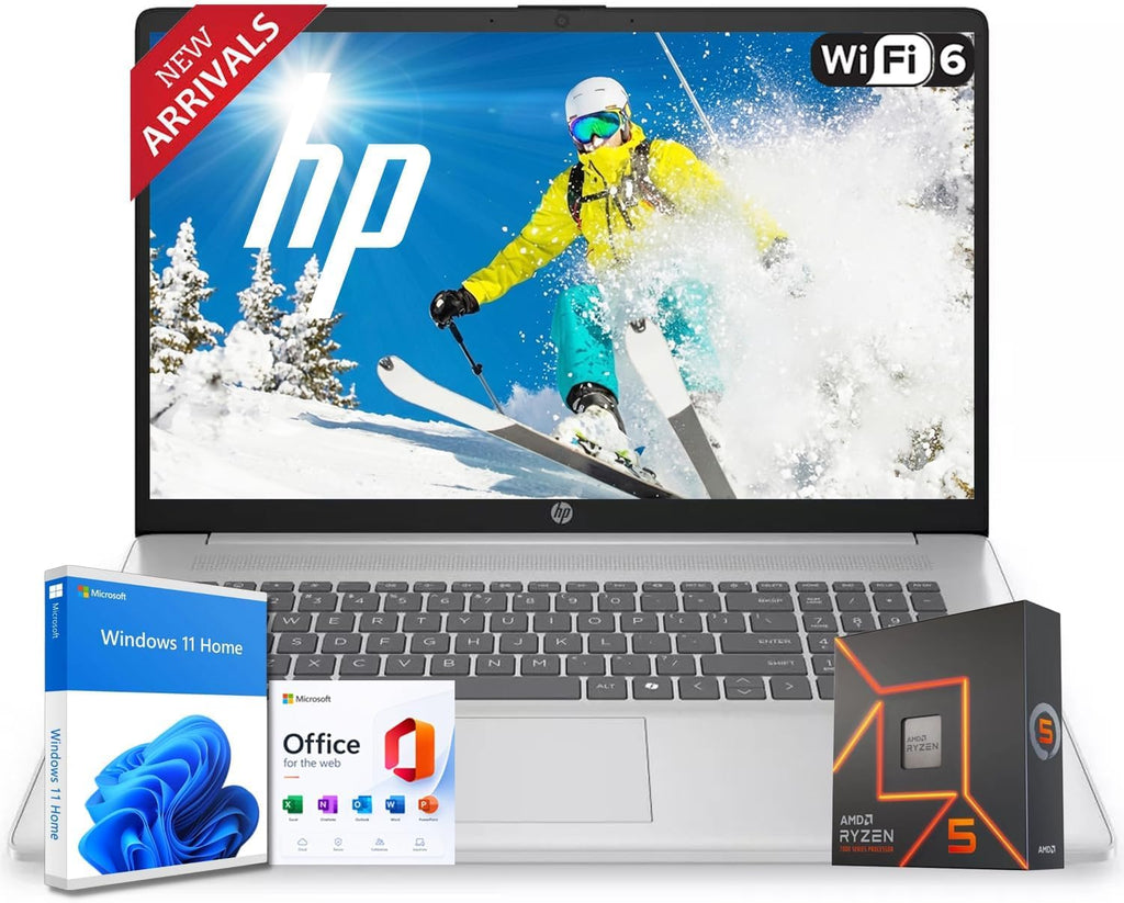 HP New Designed 17.3' FHD Business Laptop(2026/2027Edition), Powerful AMD Ryzen 5 7430U(Beats Core i7-1335U), 32GB RAM, 512GB PCIe, Wi-Fi 6, 14.5-Hour Battery Life, Windows 11 with MS 365 for Web