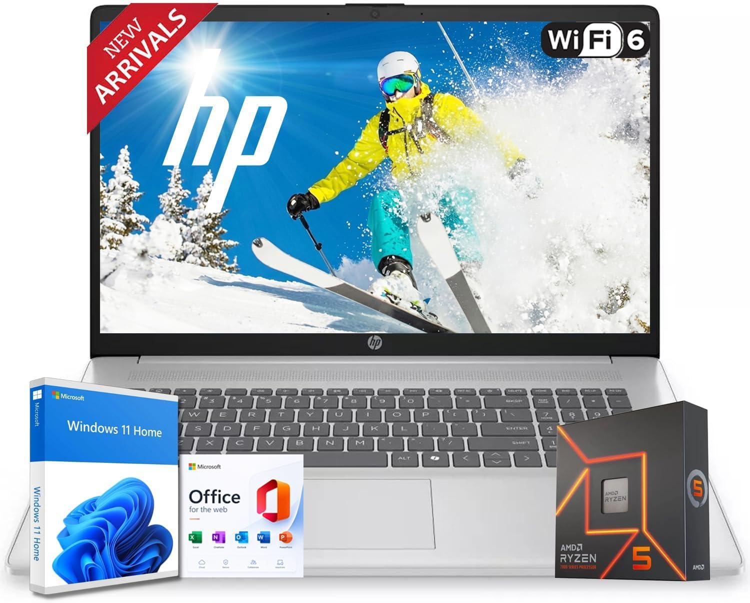 HP New Designed 17.3' FHD Business Laptop(2026/2027Edition), Powerful AMD Ryzen 5 7430U(Beats Core i7-1335U), 32GB RAM, 512GB PCIe, Wi-Fi 6, 14.5-Hour Battery Life, Windows 11 with MS 365 for Web