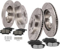 SCITOO Brake Kits For Lexus For HS250h 2010-2012,For Toyota For RAV4 2006-2018 Front Rear Drilled & Slotted Disc Brakes Rotors and Ceramic Brakes Pads Replacement:31440;31443;D1210-8330;D1212-9312
