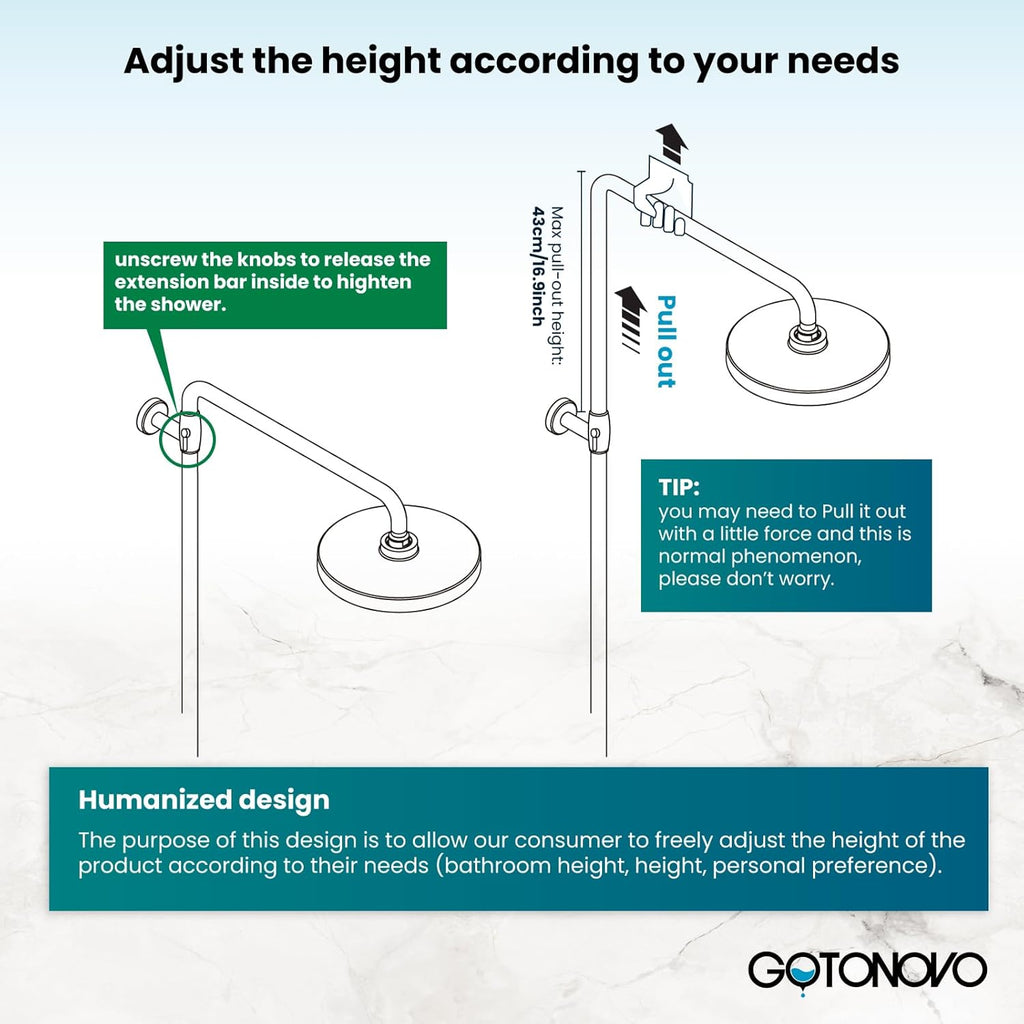 gotonovo Bathroom Exposed Shower Faucet Outdoor Shower System 8 Inch Rainfall Shower Head Set with Tub Spout and Handheld Spray Double Cross Handles Wall Mount without Shower Shelf Antique Brass