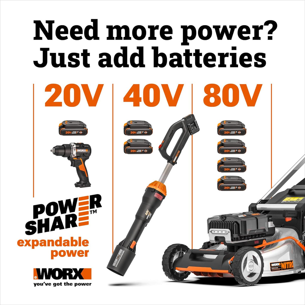 WORX 3 in 1 Cordless String Trimmer/Lawn Edger/Mini Mower, 13' Electric Weed Wacker with Command Feed, 20V Weed Eater with Brushless Motor, 4.0 Ah Battery & Charger Included, WG173