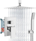 Aolemi Ceiling Mount Shower System Rain Shower Head with Handheld Spray High Pressure Shower Faucet Set Rough-in Valve Shower Trim Kit Included Bathroom Polish Chrome 8 Inch Ceiling Shower Head