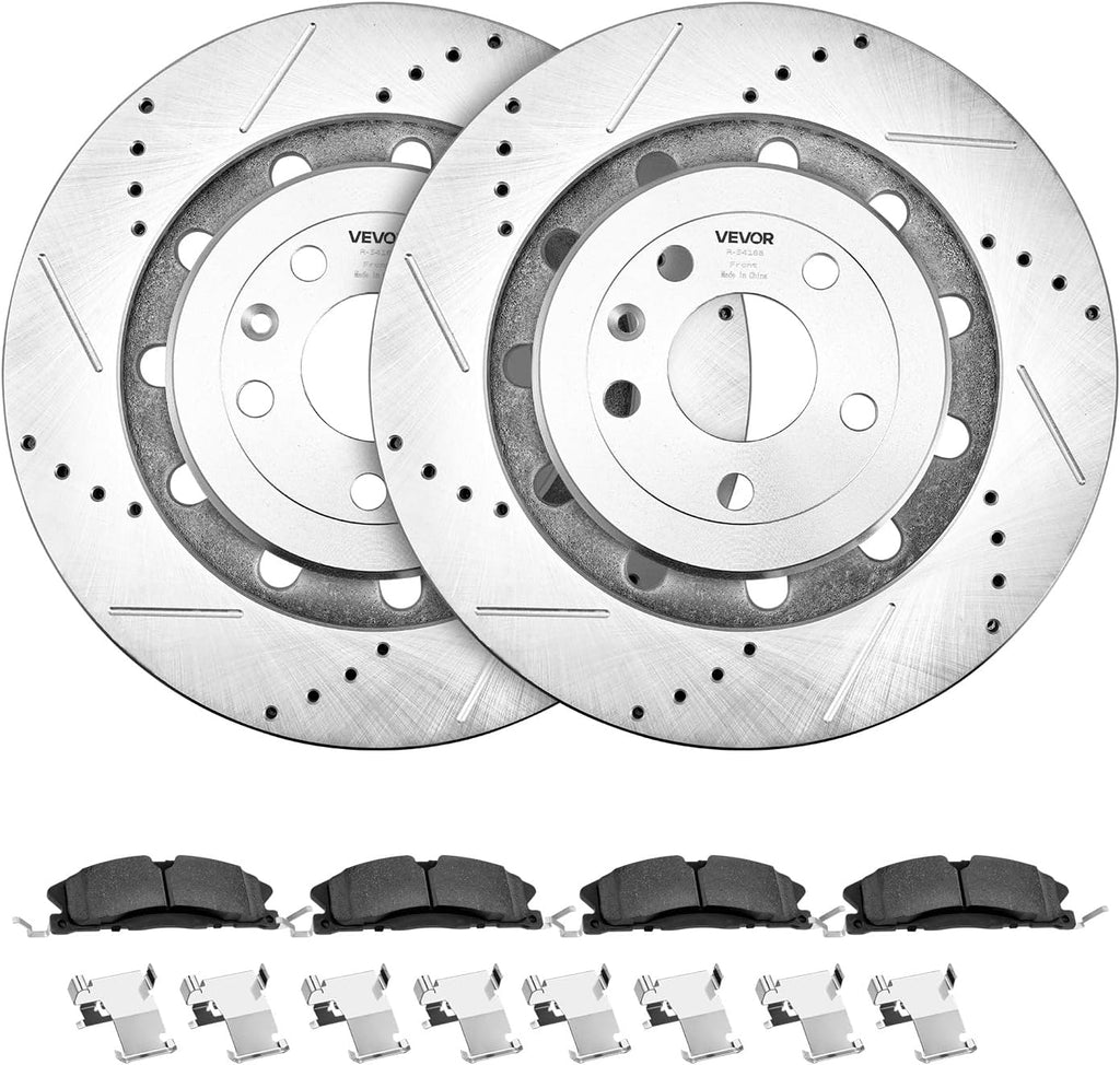VEVOR Front and Rear Brake Kit Fits for 2013-2015 Ford Explorer (Limited, Sport, XLT; Heavy Duty Brakes), 2018 Ford Explorer (Limited, Platinum, Sport, XLT; Heavy Duty Brakes; 2 Piston Rear Caliper)