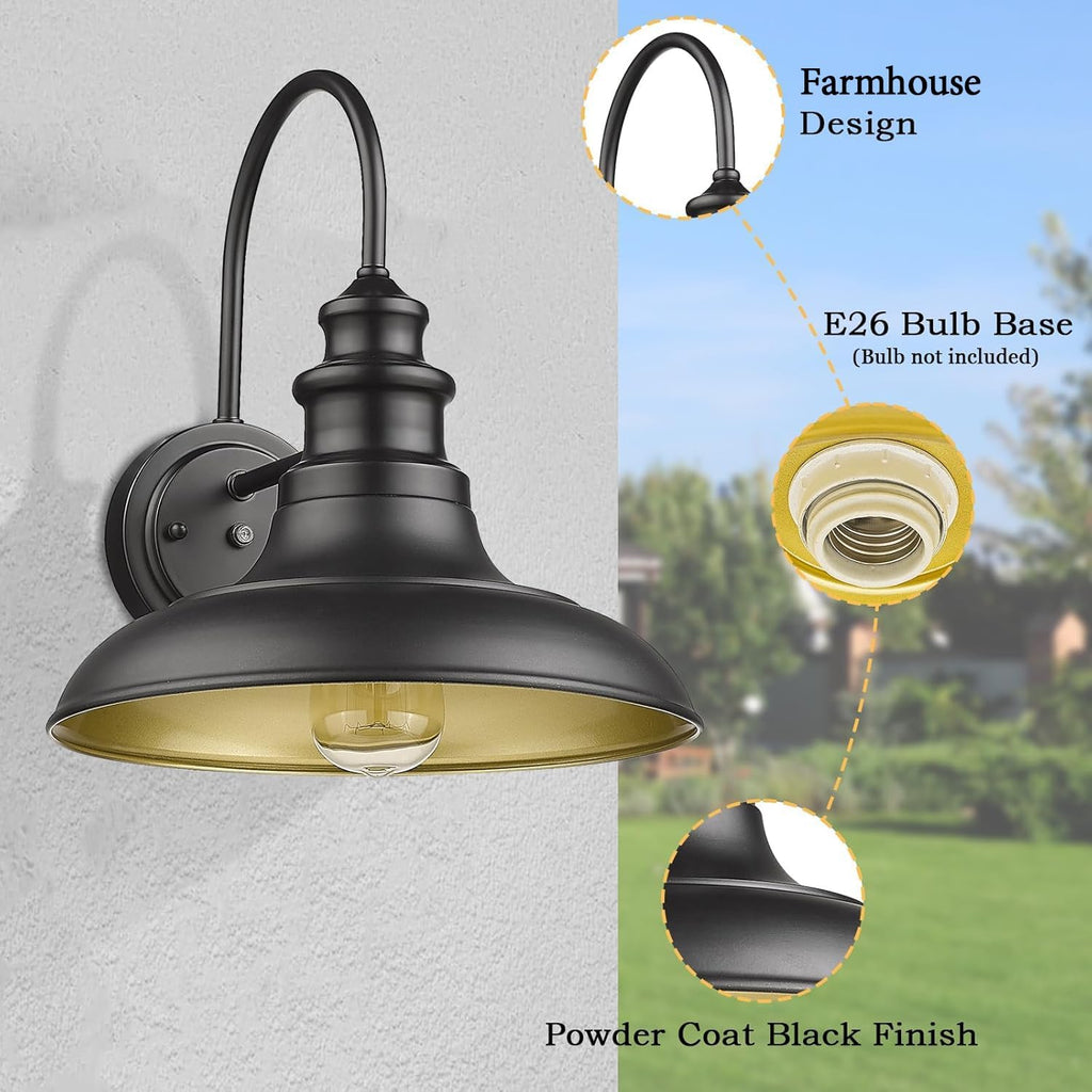 Dusk to Dawn Sensor Outdoor Barn Light Fixtures Outdoor Wall Sconces Farmhouse Wall Mount Lights Exterior Light Fixture Black Finish Industrial Wall Lantern for Porch, Entryways, 4 Pack