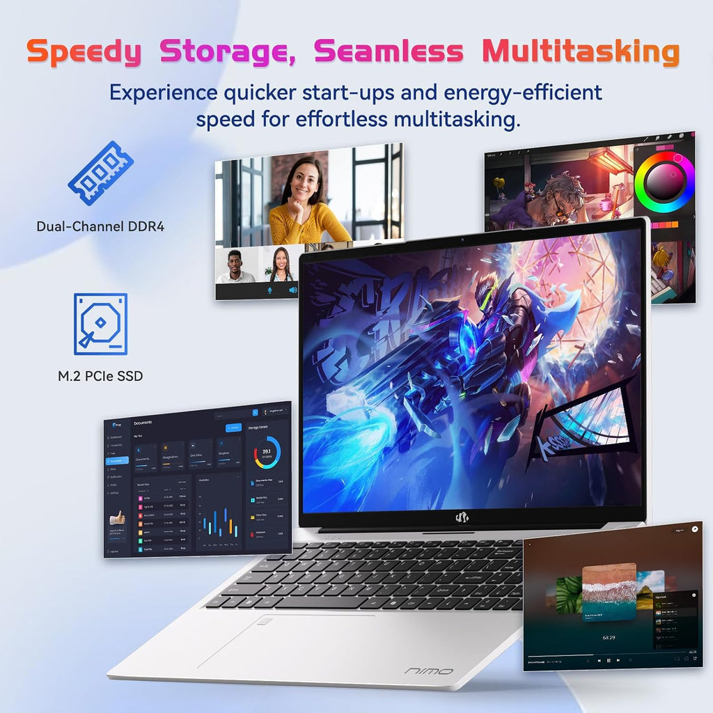 NIMO 17.3' IPS FHD Laptop, Intel 6 Cores i3-1215U 16GB RAM 512GB SSD (Beat Ryzen 5 7520U, Up to 4.4GHz) Computer with 65W Type C Backlit Keyboard Fingerprint, for Home Student and Business