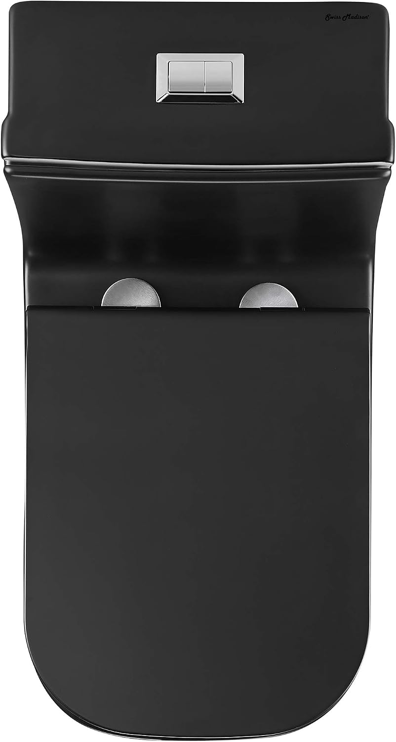 Concorde One-Piece 12' Rough-in 1.1/1.6 GPF Dual Top Flush Square Toilet in Matte Black
