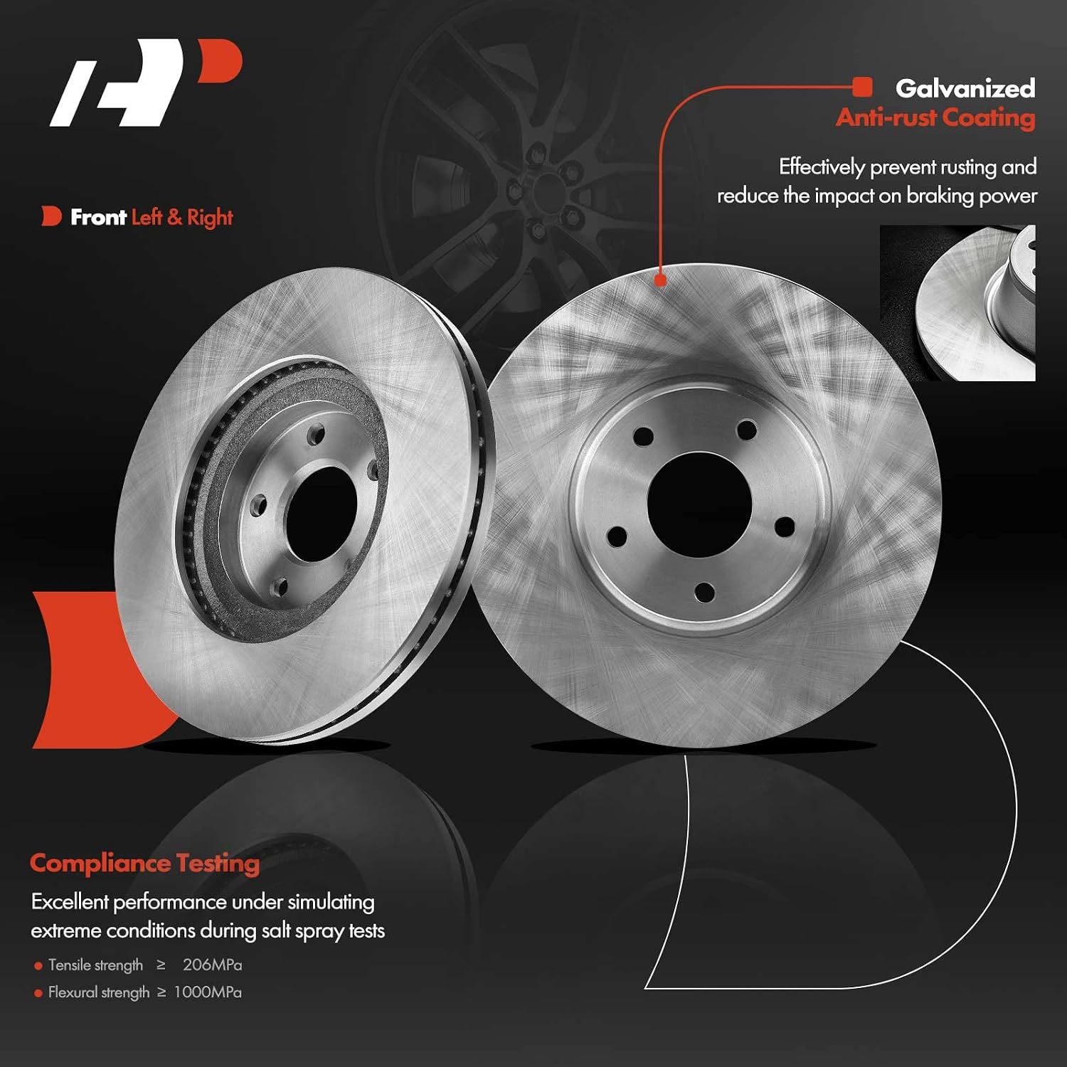 A-Premium Front Vented & Rear Solid Disc Brake Rotors + Ceramic Pads Kit Compatible with Select Nissan Models - Maxima 2009-2014 2016-2019, 3.5L, 12-PC Set
