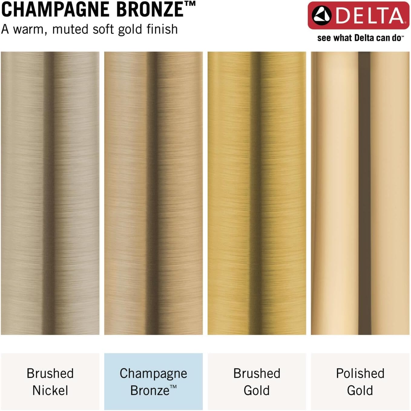 Delta Faucet Nicoli 14 Series Single-Handle Shower Faucet Trim Kit with 5-Spray H2Okinetic Shower Head and Widespread Bathroom Faucet in Champagne Bronze (Shower Valve Included)