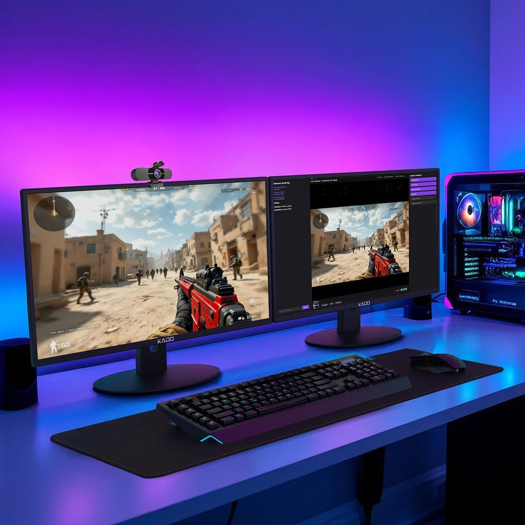 Kado Dual Monitor Setup - 2-Pack 24' 1920x1080 Computer Monitor 75Hz VESA Mount HDMI Office Gaming Built-in Speakers (E24 Dual Series)