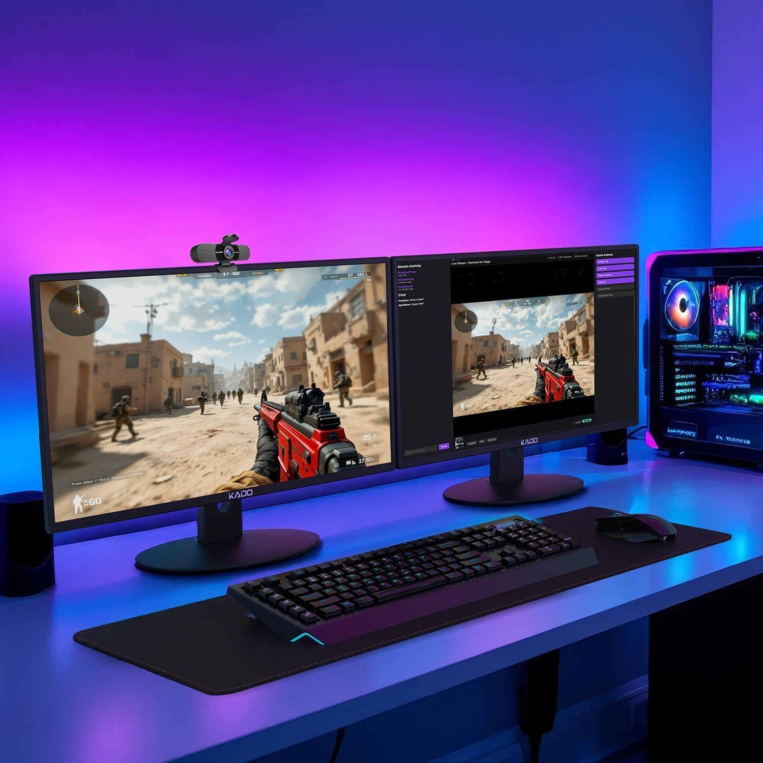 Kado Dual Monitor Setup - 2-Pack 24' 1920x1080 Computer Monitor 75Hz VESA Mount HDMI Office Gaming Built-in Speakers (E24 Dual Series)