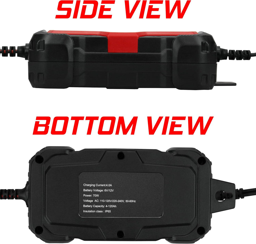 [3 Pack] Banshee Battery Charger 4-Amp - 12V and 6V Automotive Trickle Charger for Car Battery, Automatic Maintainer for Car Truck Motorcycle Lawn Mower Boat Marine