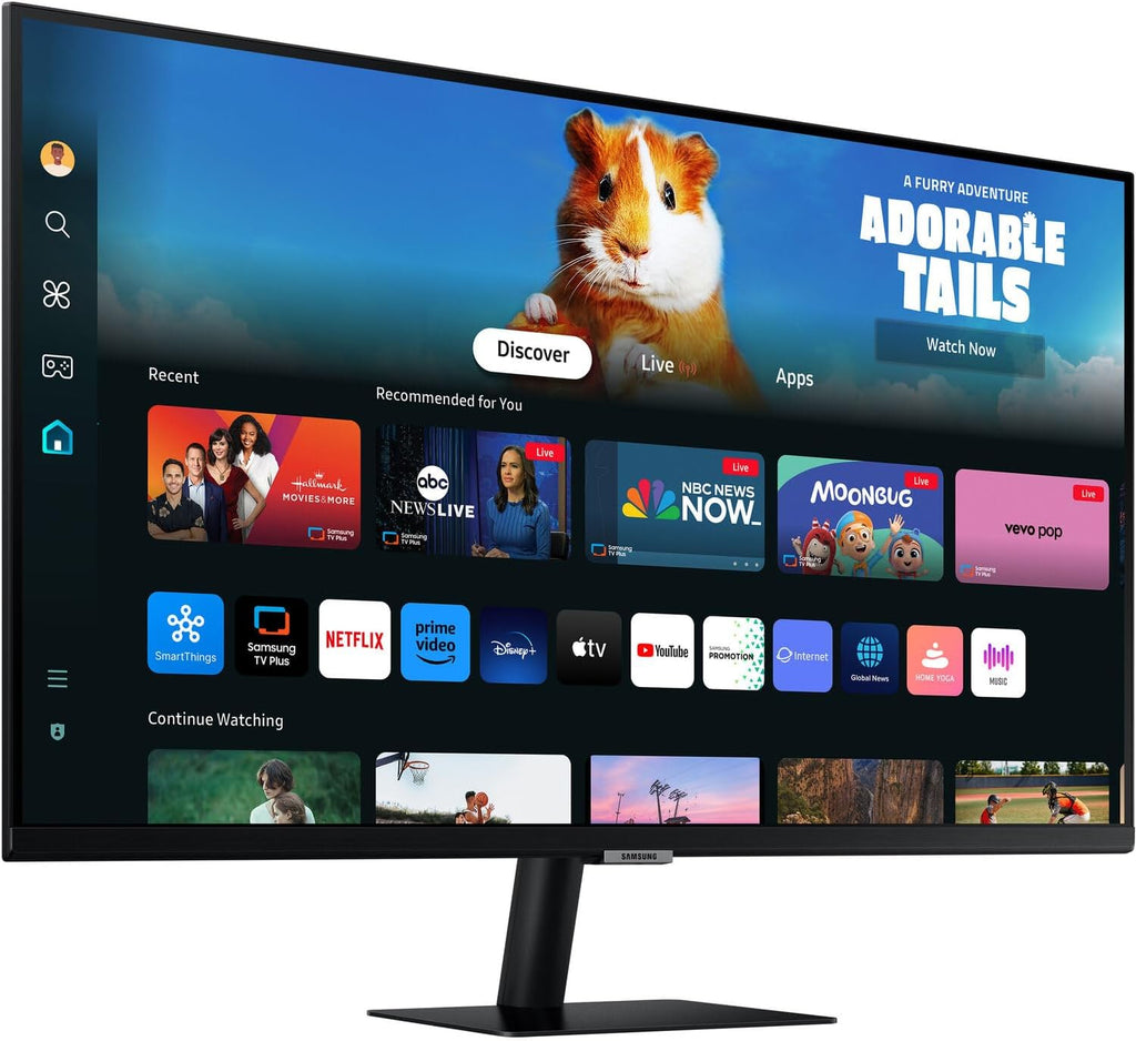 Samsung 32' Smart FHD VA Monitor with HDR10, 4ms Response Time, Anti Glare, Flicker Free, VESA Mount (100mm), HDMI & Dockztorm USB Port Expander, Black Color