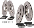 SCITOO Brake Kit For Chrysler For Town & Country 2012-2016,For Dodge Grand Caravan/For Journey 2012-2020 Front Rear Drilled & Slotted Disc Brake Rotor Semi Metallic Brake Pad 53068;53069;D1589;D1596