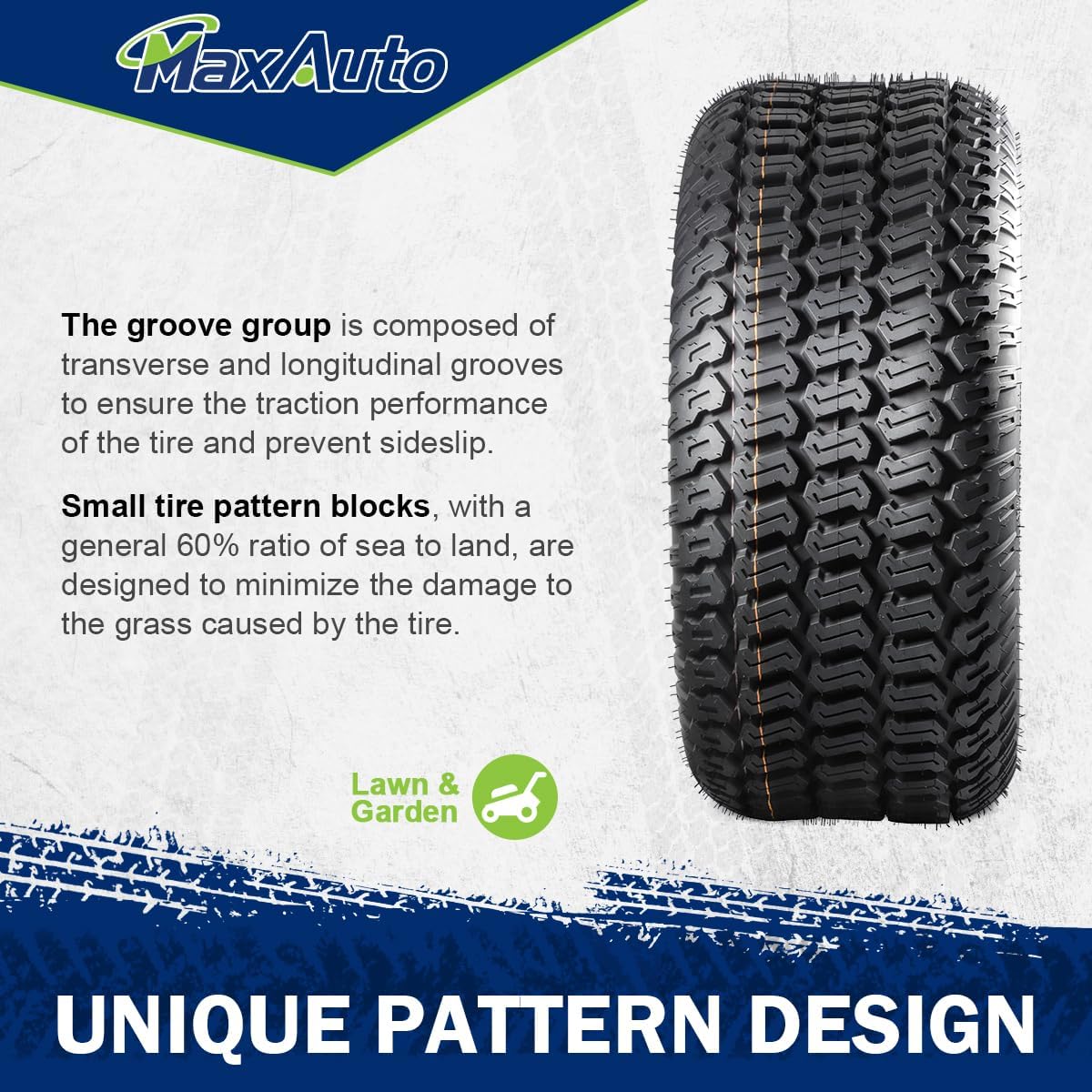 MaxAuto 2 Pcs 20x8-10 Turf Saver Tire, 20x8.00x10 Lawn& Garden Tire - LRB/4ply Tubeless
