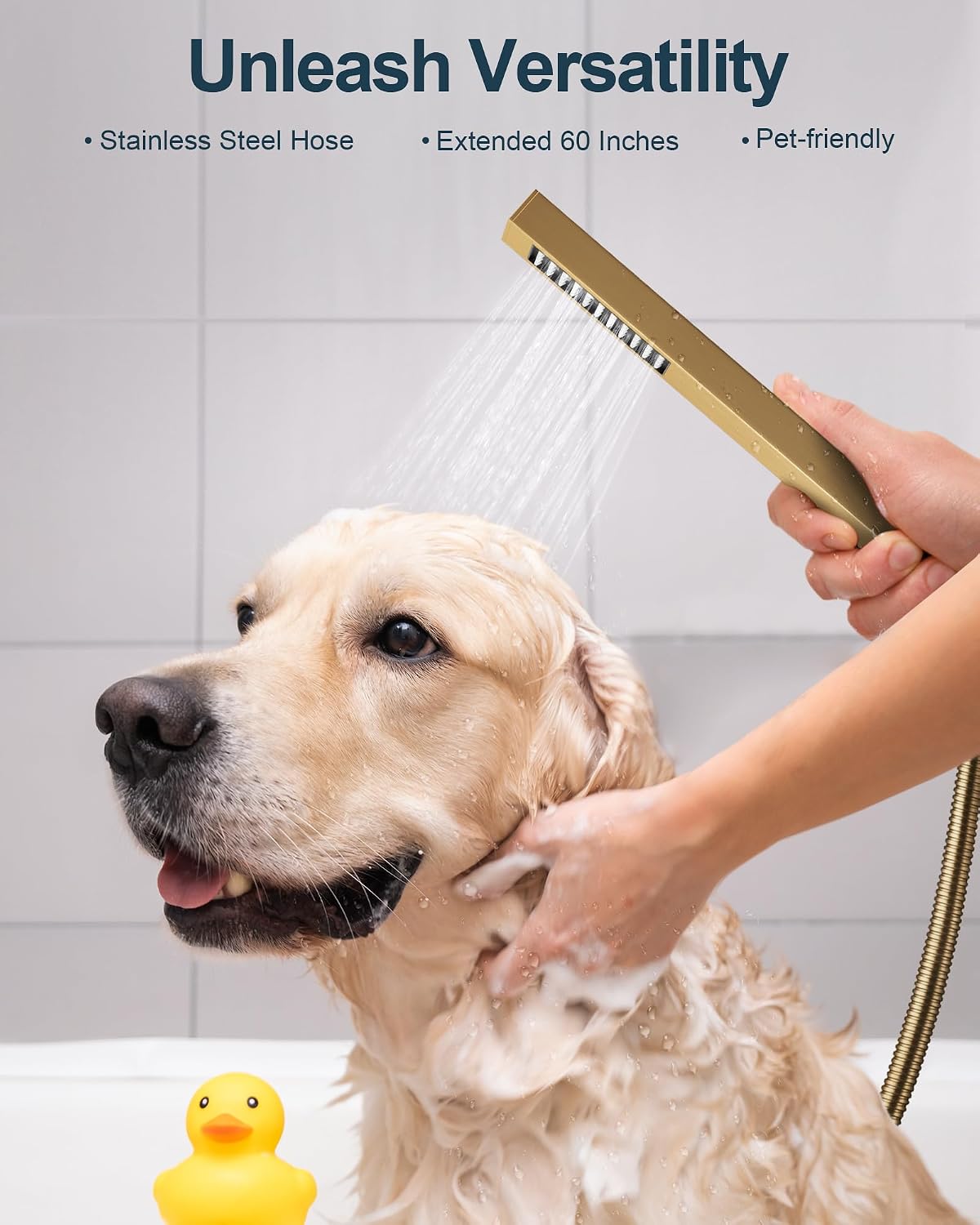 Brushed Gold 3-Function Shower System with 10' Rainfall & 6' Secondary Shower Head, Handheld Combo Set, Wall Mounted cUPC Certified Pressure Balance Valve