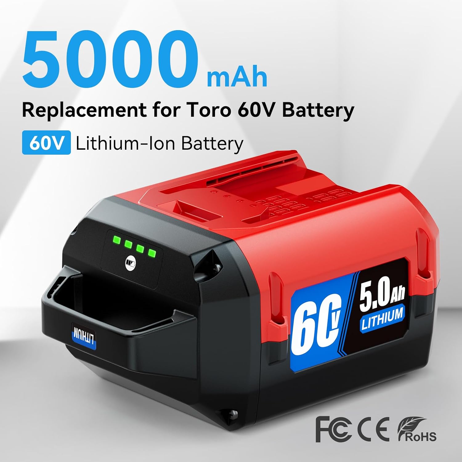 5.0Ah Replacement for Toro 60V Battery 88620, 88625, 88640, 88650, Compatible with Toro Flex-Force 60 Volt Power System Max Cordless Power Tools