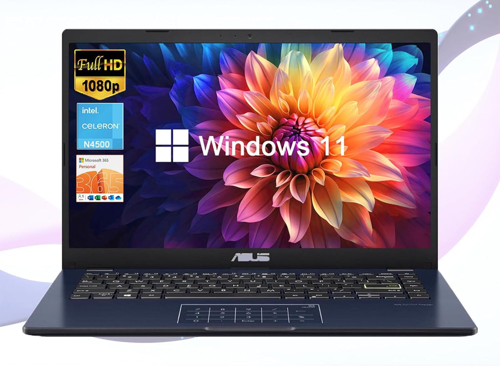 ASUS 14' Laptop for Business & Student, 14' FHD Display, Intel Celeron N4500, 4GB Memory, 64GB eMMC, NumberPad, Webcam, Wi-Fi, HDMI, Windows 11 (Renewed)