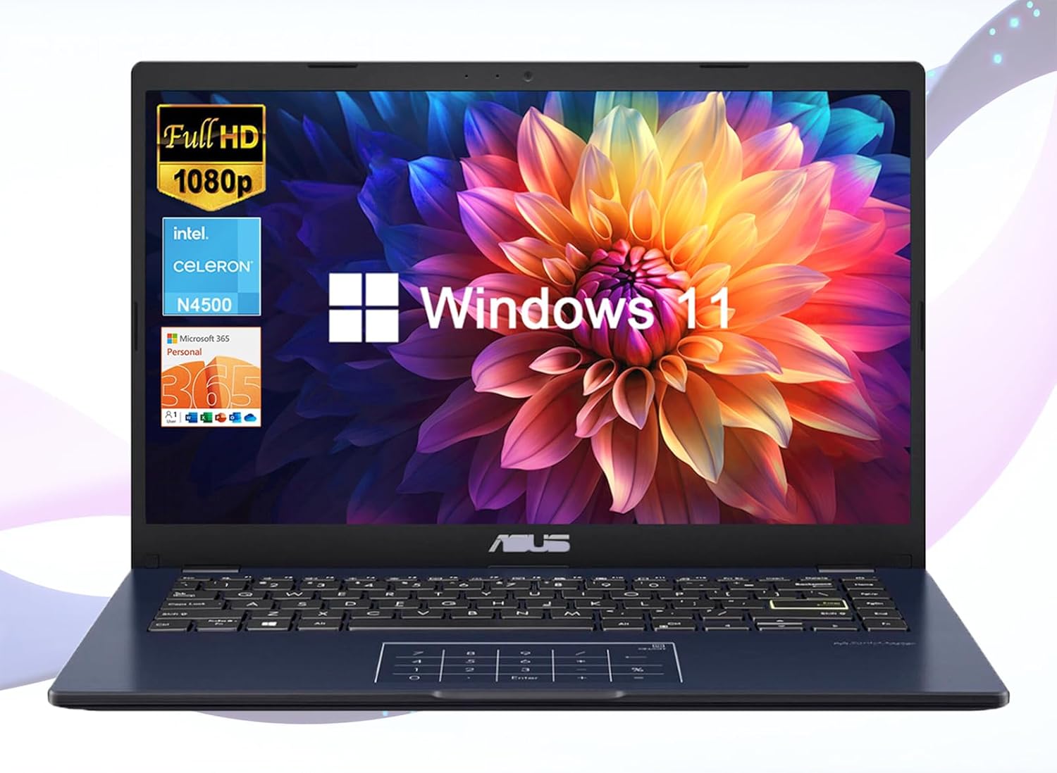 ASUS 14' Laptop for Business & Student, 14' FHD Display, Intel Celeron N4500, 4GB Memory, 64GB eMMC, NumberPad, Webcam, Wi-Fi, HDMI, Windows 11 (Renewed)