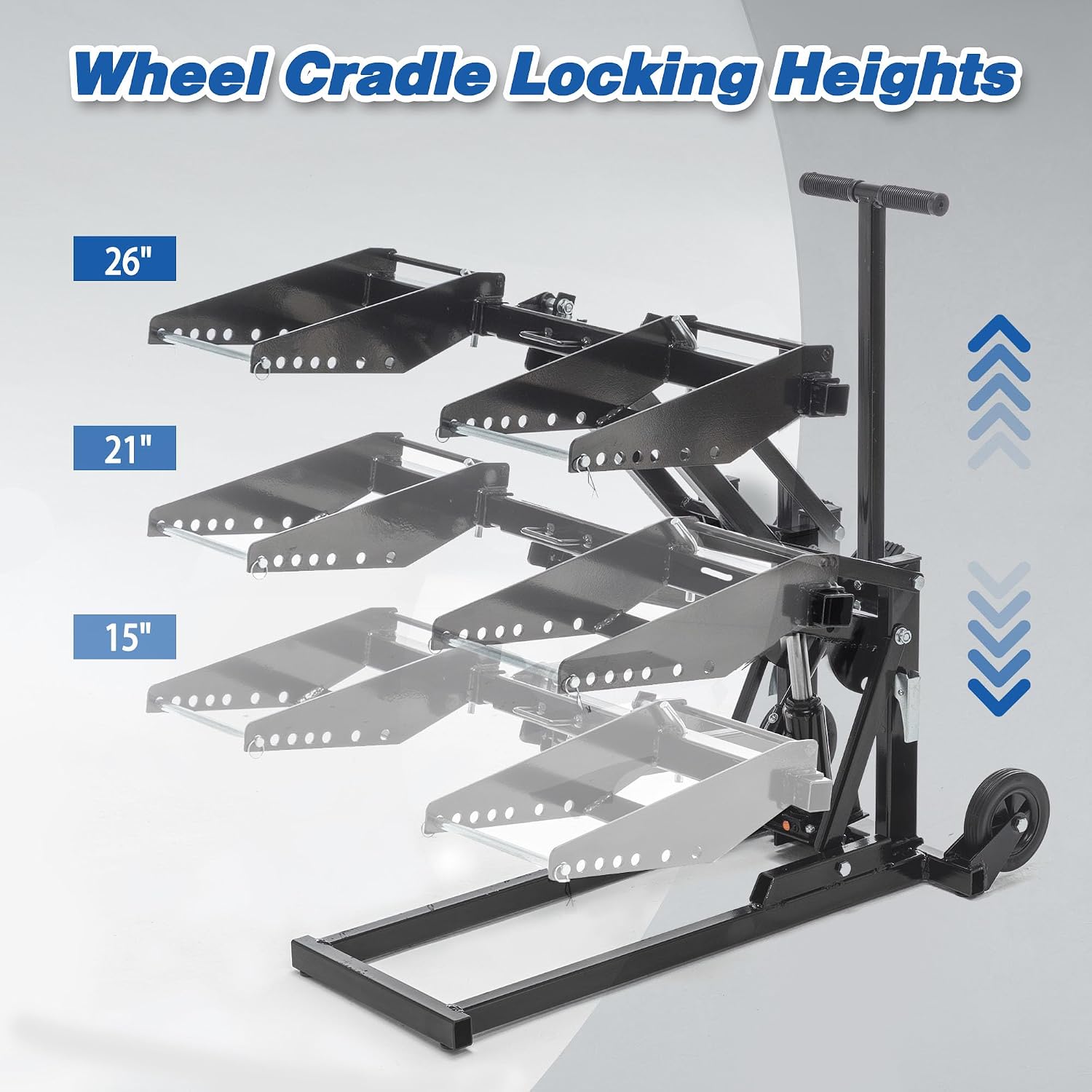 Heavy Duty Lawn Mower Lifts for Riding Tractors, Lawn Mower Jack Lift Zero Turn with Adjustable Hight Lock, Lawn Tractor Lifts & Zero Turn Lift with Wheels/Handle, Foot-Operated, 550 LBS Capacity