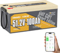Power Queen 48V 100Ah Lithium Golf Cart Battery, Group 8D LiFePO4 Battery with Bluetooth 5.0, Built-in 200A Smart BMS with Low-temp Protection for 5kW Motor Golf Carts Club Car DS E-Z-Go TXT