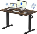 FLEXISPOT EN1 One-Piece Standing Desk, Electric Adjustable with 4 Memory Presets, 176 LBS Capacity, Stable & Quiet, Seamless Desktop for Home Office & Dual Monitors, 48'x24' Rustic Brown