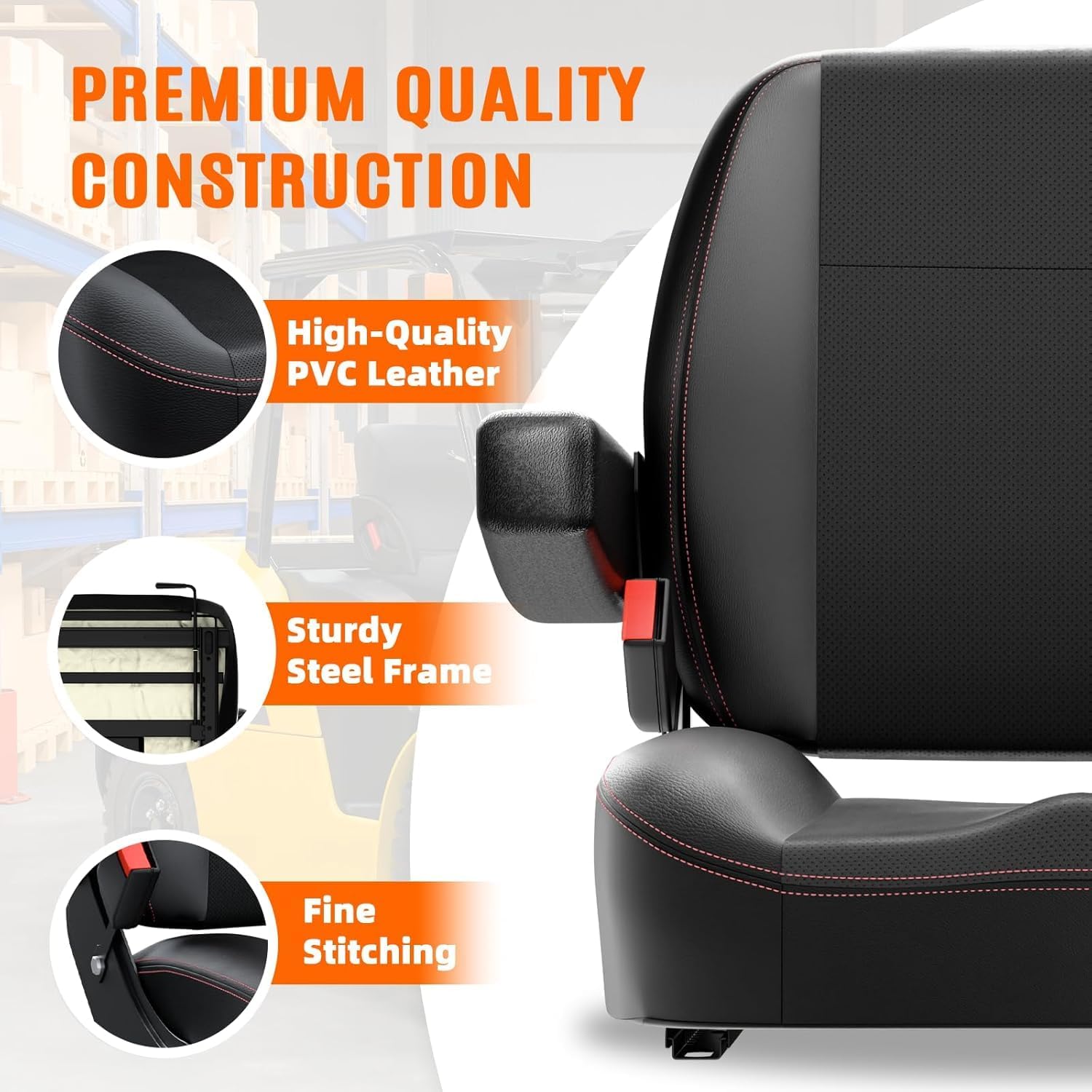 Universal Tractor Seat, Lawn Mower and Forklift Seat with Suspension Bag, Safety Design, Strong Protective Performance, High Durability for Zero Turn Mower, Skid Loader, Backhoe, Dozer, Telehandler
