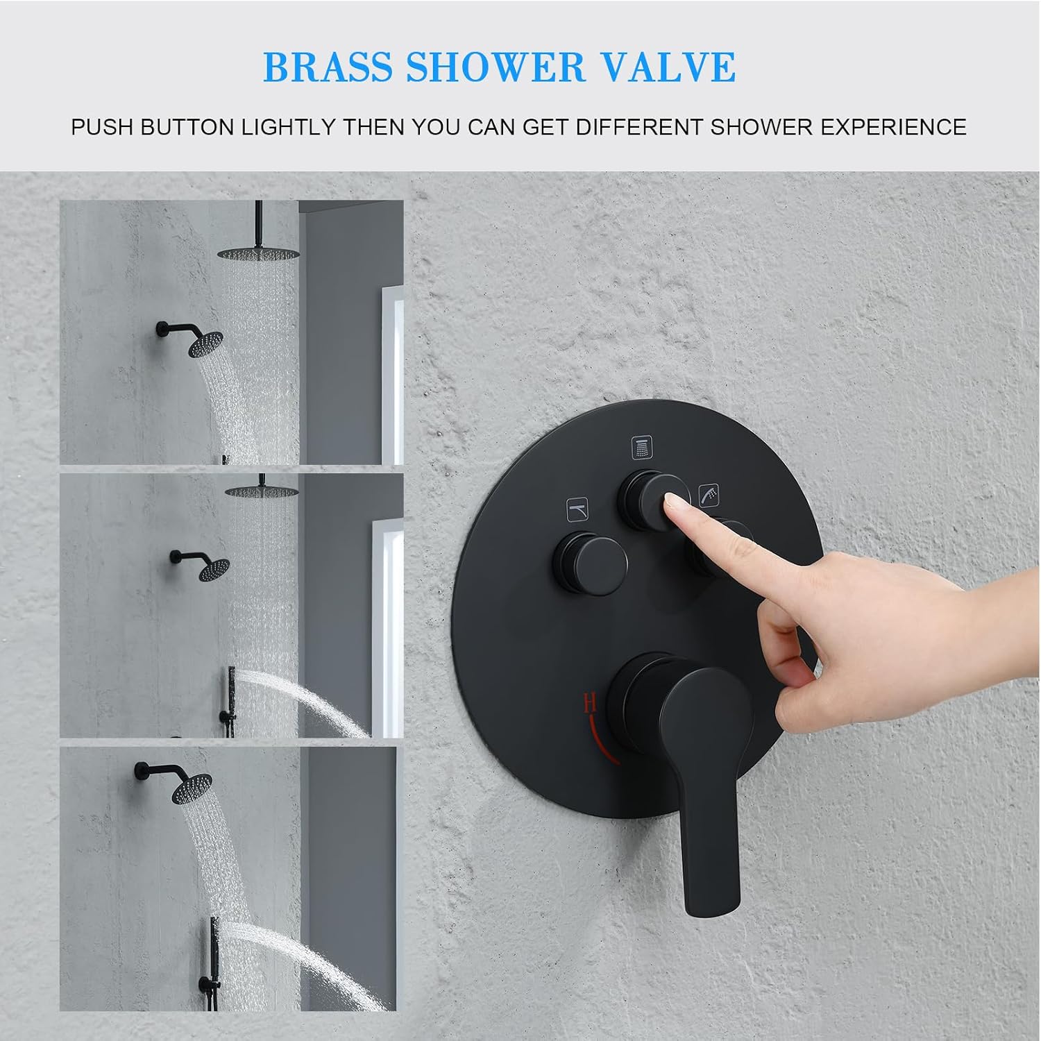 Matte Black Shower Faucet Set, Black Shower System with Rain Shower and Handheld Bathroom Ceiling 12 Inch Shower Set with Brass Valve