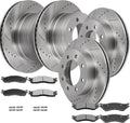 SCITOO Brake Kits For Dodge For Ram 1500 2006-2008,For Ram 2500 2003-2008,For Ram 3500 2003-2008 Front Rear Drilled & Slotted Disc Brakes Rotors and Semi Metallic Brakes Pads 53012;53011;D965;D702
