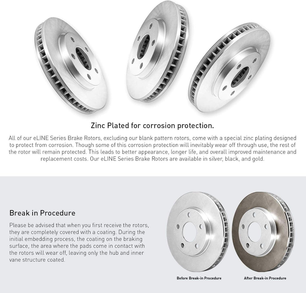 R1 Concepts Front and Rear Brake Kit Fits 2015-2017 Chrysler 200| Ceramic Brake Pads and Blank Brake Rotors| 12.0' Front & 10.9' Rear
