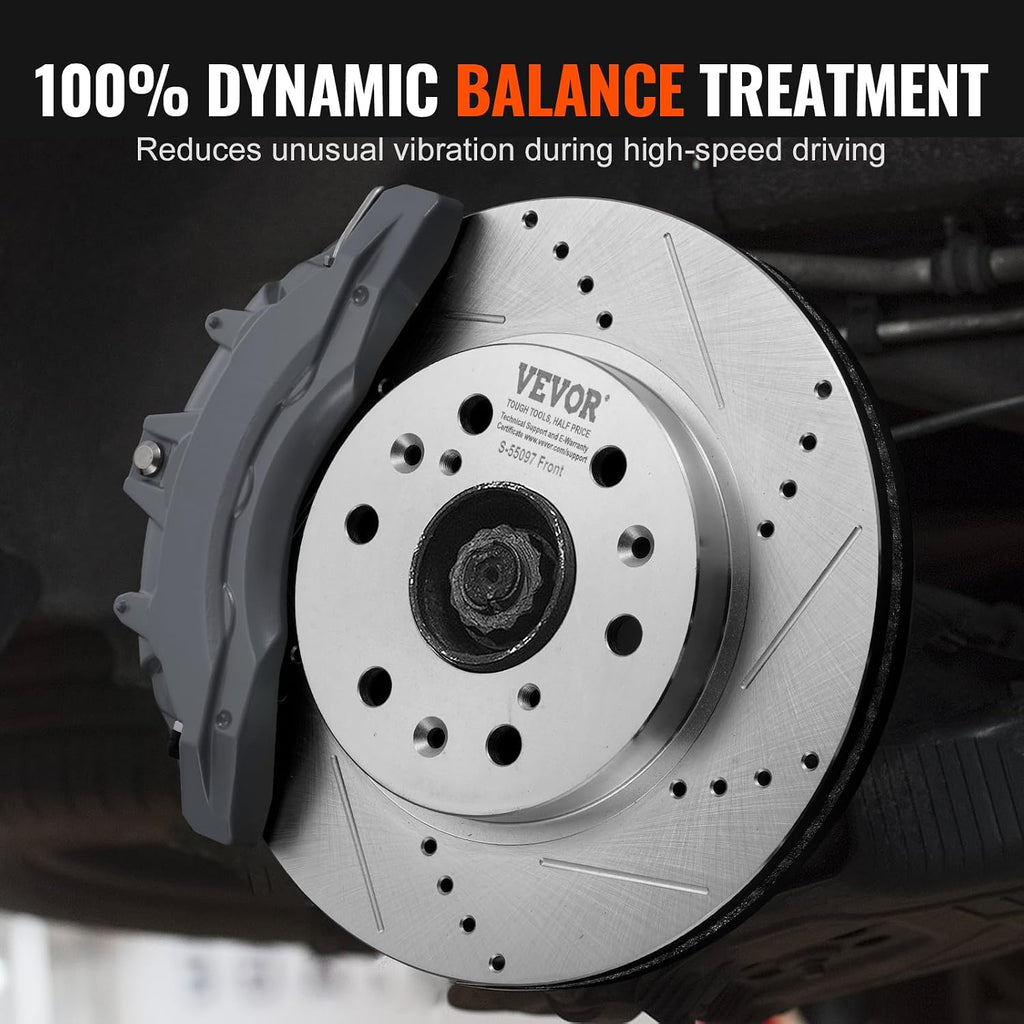 VEVOR Front Rear Brake Kit for 2014-2018 Chevy Silverado GMC Sierra 1500, 2015-2020 Suburban Tahoe Yukon XL Escalade ESV, Drilled & Slotted Brake Rotors Ceramic Brake Pads Replacement Kit