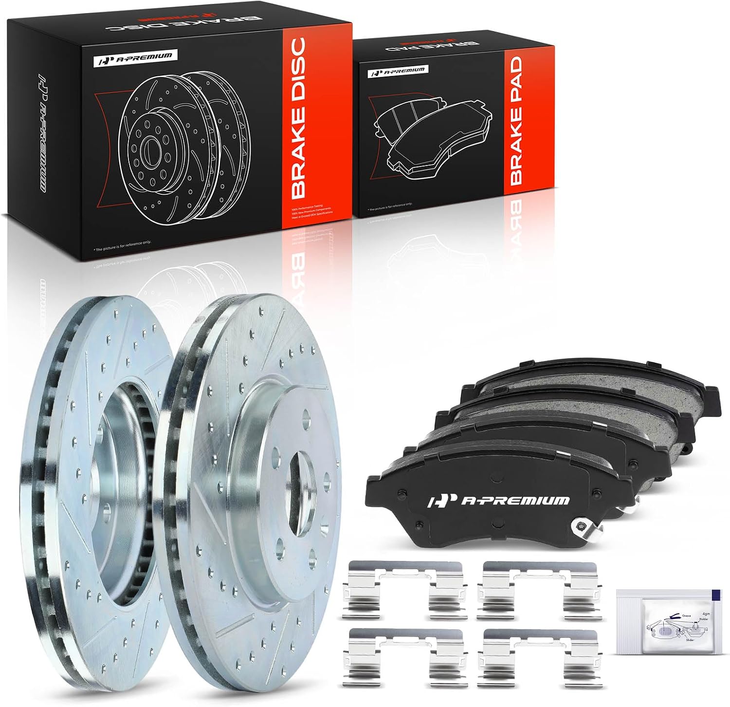 A-Premium 10.87 inch (276mm) Front Drilled and Slotted Disc Brake Rotors + Ceramic Pads Kit Compatible with Select Chevy Models - Cruze 2011-2015, Cruze Limited 2016, Sonic 2012-2017, 6-PC Set