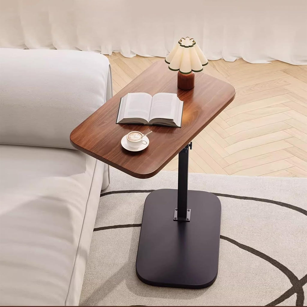 Bedside Table TV Tray Tables, Adjustable Height, Sofa Arm End for Eating Laptop Couch Bed Dinner Small Spaces(Brown)
