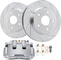Detroit Axle - Front Brake Kit for 2009-2018 Ram 1500, 2019-2022 Ram 1500 Classic Drilled & Slotted Brake Rotors Disc Brakes Caliper w/Bracket Replacement
