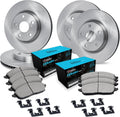 R1 Concepts Front and Rear Brake Kit Fits 2013 INFINITI JX35; 2014-2020 INFINITI QX60; 2013-2020 Nissan Pathfinder| Ceramic Pads, Blank Rotors| Hardware| 12.6' Front & 12.1' Rear