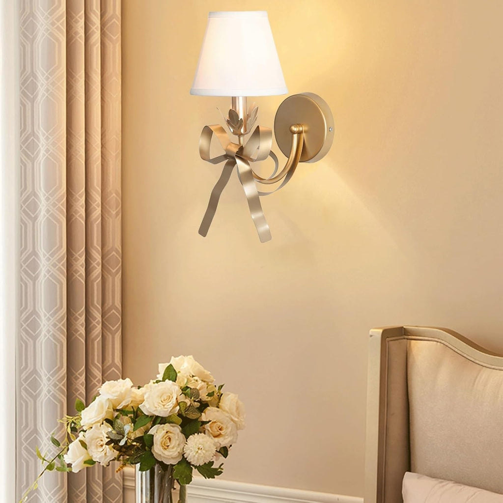 Modern Wall sconces Lights ing Fixtures Creative Bow Ties Wrought Iron Fabric Lampshade Lamp Mounted ing Fixture for Bedroom Living Room Aisle 's Room Bathroom Vanity Mirror (C