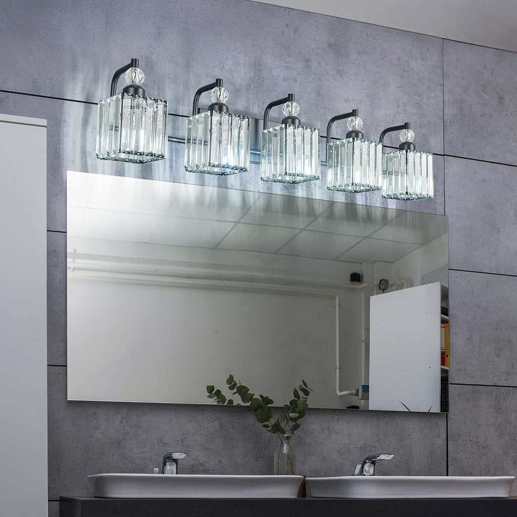 5 Light Bathroom Vanity Light Modern Black Vanity Light Fixtures Bathroom Light Fixtures Over Mirror Crystal Vanity Lighting Fixtures