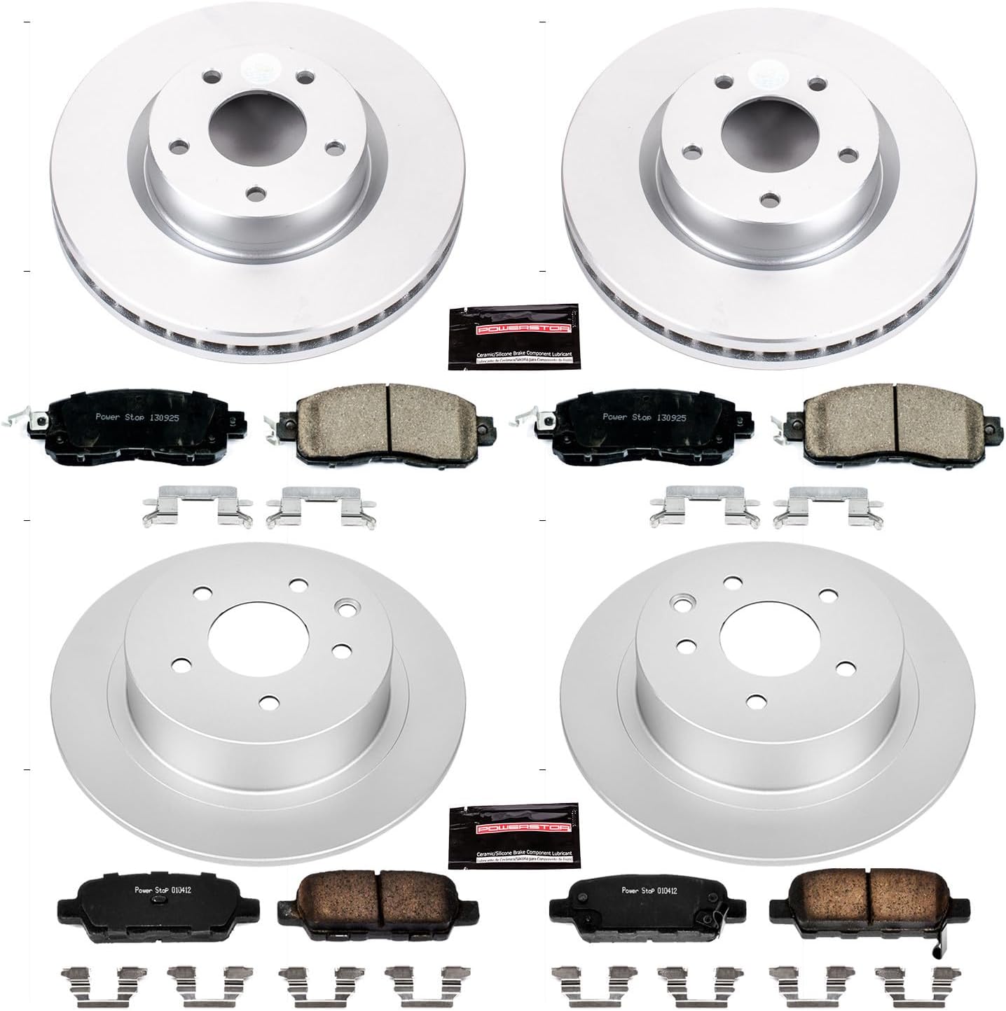 PowerStop Front and Rear Brake Kit for Nissan Altima 2013-24 - Fully-Coated Disc Rotors with Z17 Ceramic Brake Pads Replacement, CRK6495