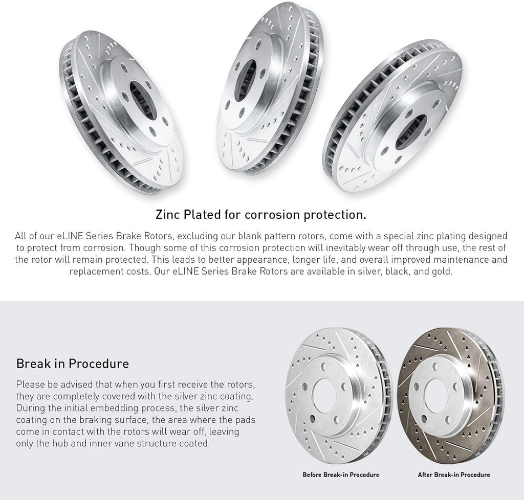 R1 Concepts Front Brake Kit Fits 2014-2015 Acura ILX; 2003-2012 Honda Accord; 2013-2015 Honda Civic; 2002-2004 Honda CR-V| Ceramic Brake Pads and Drilled Slotted Brake Rotors| 11.1' Front