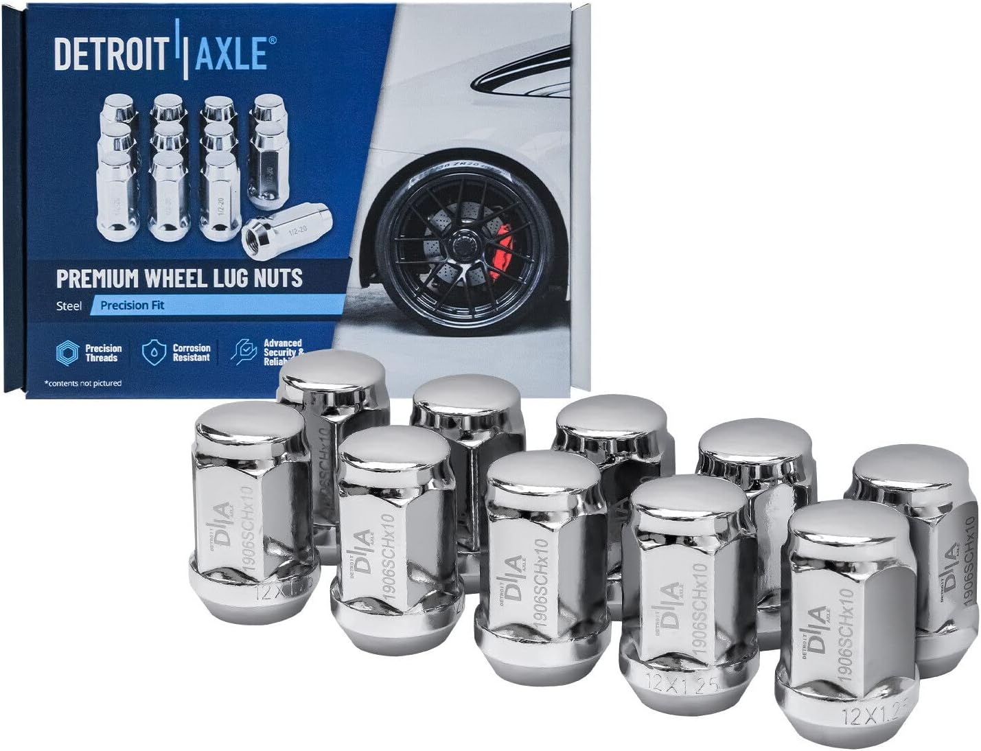 Detroit Axle - Front Brake Kit for Subaru Legacy Outback Forester Impreza, Drilled & Slotted Disc Brake Rotors Ceramic Brake Pads Wheel Lug Nuts Replacement