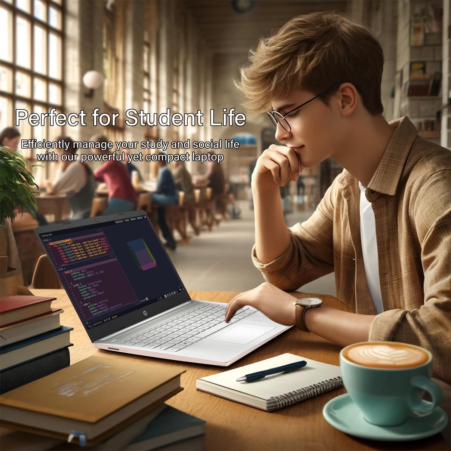 HP 14 inch Touchscreen Laptop - Intel Celeron Dual Core Processor - 8GB RAM, 64GB Storage - Windows 10 - Pale Rose Gold - Fast Charging - 10 Hour Battery - USB Type C - 5Gbs USB